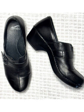 GUC Dansko Professional Black "Tamara" Leather Clogs Size 41 EU (10-10.5) Nurse